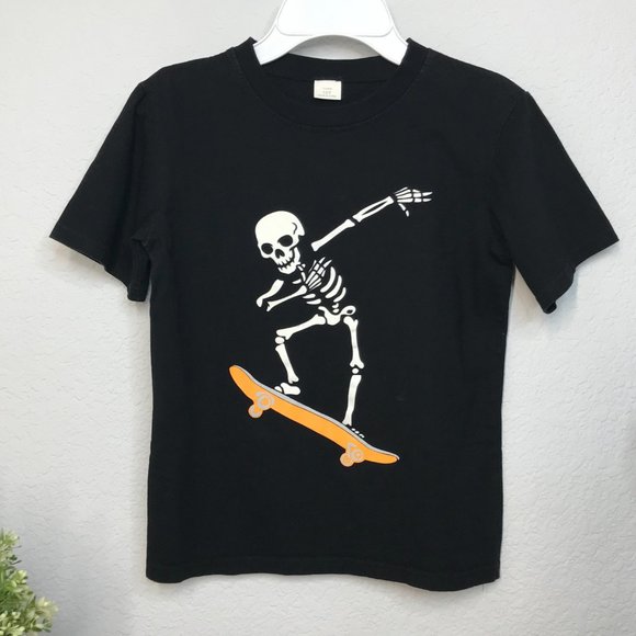 🎃Skeleton Skateboarder S/S T-Shirt | Black | Size 10 - Picture 5 of 5